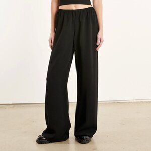 SPRWMN Black Crepe Easy Pants Pull On Elastic Small